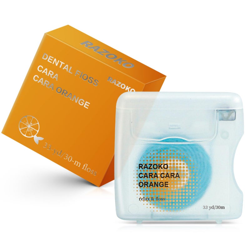RAZOKO Coconut Oil Infused Woven Dental Floss, Vegan and Cruelty-Free, Orange, 2 Month Supply (33 Yds x 1 Units) - Image 1